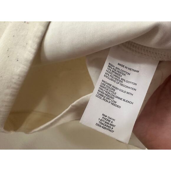 DSG Beige Grey Speckled Hooded Pullover Orange Blue Sweater SIZE LARGE GIRL’S - Picture 2 of 8